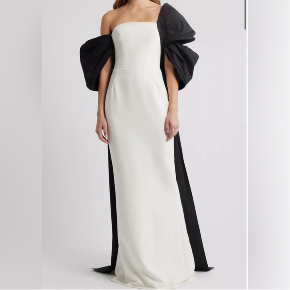 Marchesa Notte Cape Back Column Gown Dress Size 6 - Picture 2 of 14